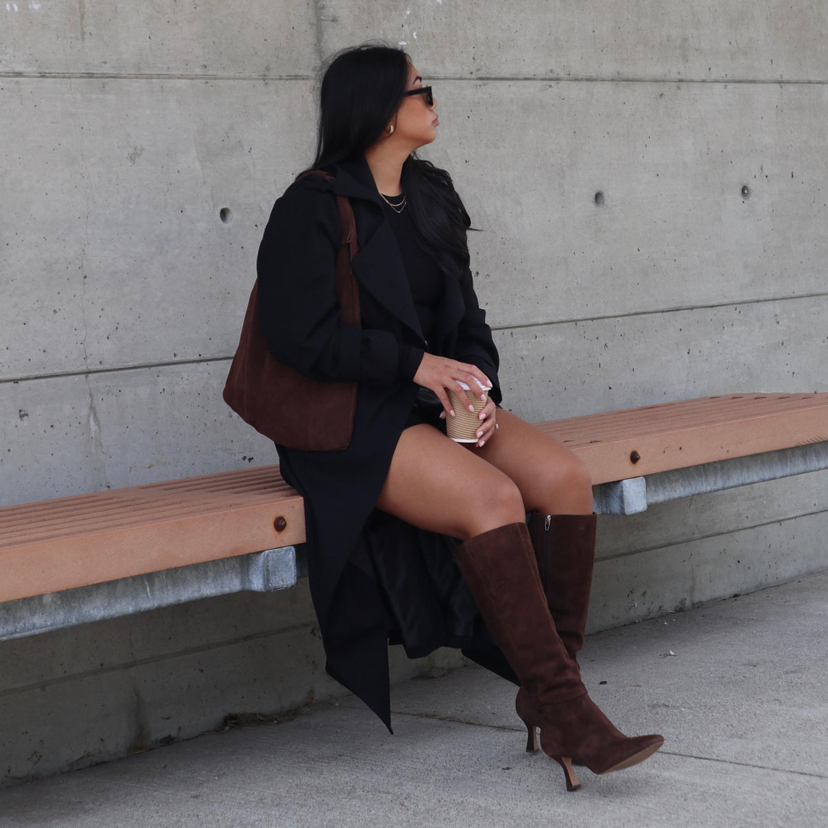 GYRA WIDE CALF BOOTS DK BROWN SUEDE Dolce Vita