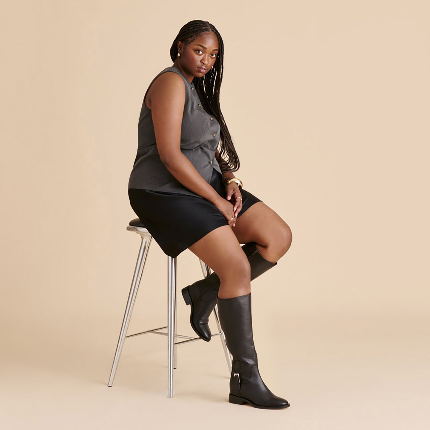 Kilian H2O Waterproof Black Leather Wide Calf Boots Dolce Vita