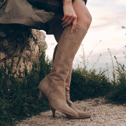 Aldy Herringbone Printed Suede Boots Dolce Vita