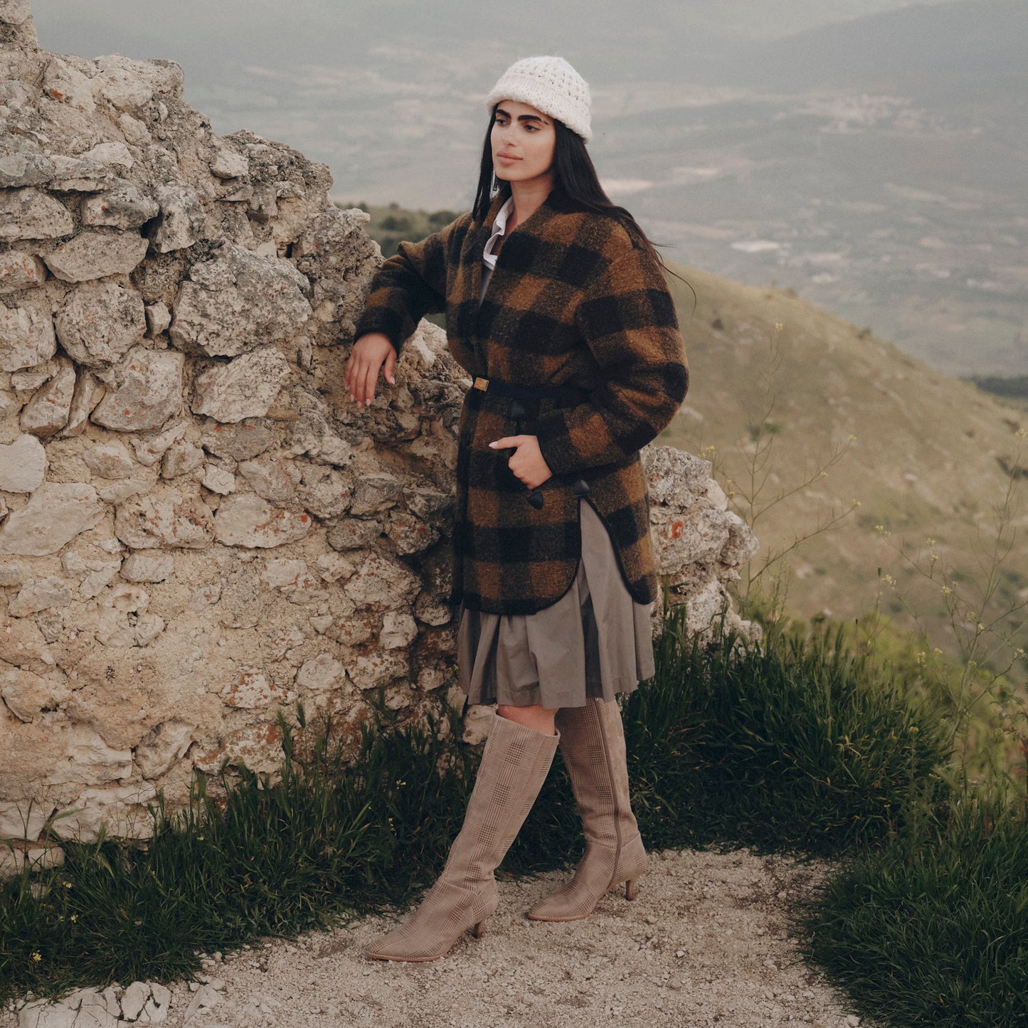 Aldy Herringbone Printed Suede Boots Dolce Vita