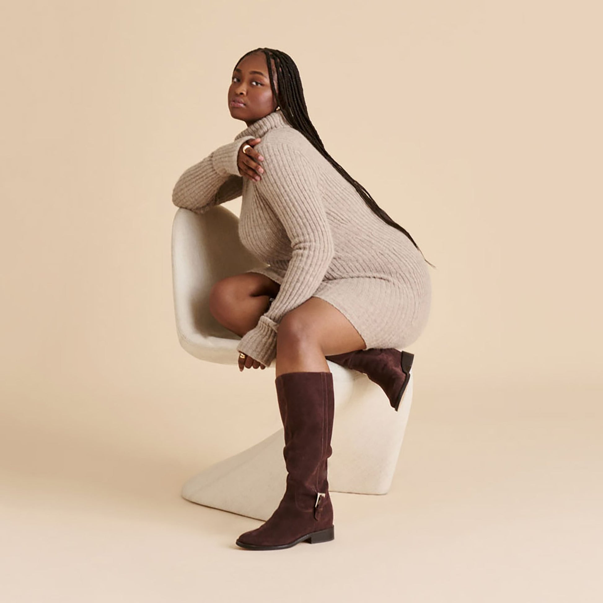 Kilian H2O Waterproof Mahogany Suede Wide Calf Boots Dolce Vita