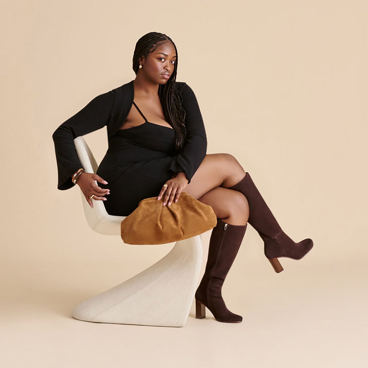 Hudsin Wide Calf Mahogany Suede Boots Dolce Vita