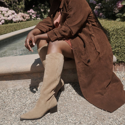 Virona H2O Waterproof Dk Taupe Suede Wide Calf Boots Dolce Vita