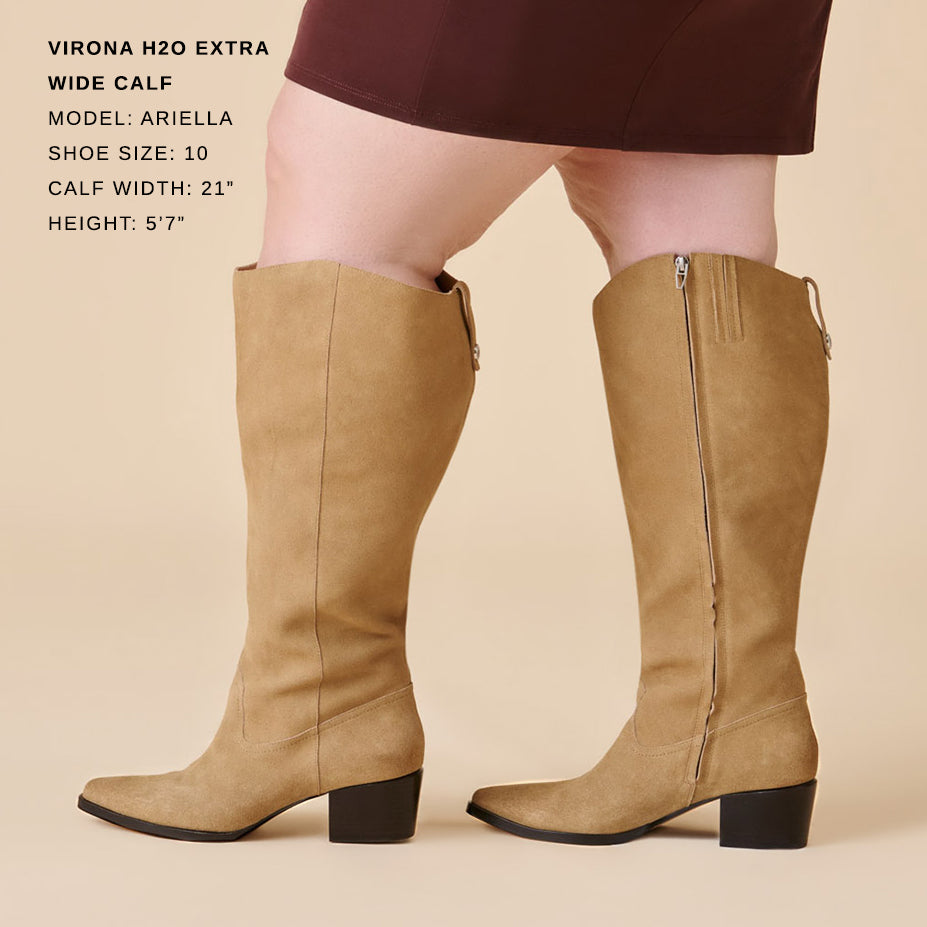 Virona H2O Waterproof Dk Taupe Suede Extra Wide Calf Boots Dolce Vita