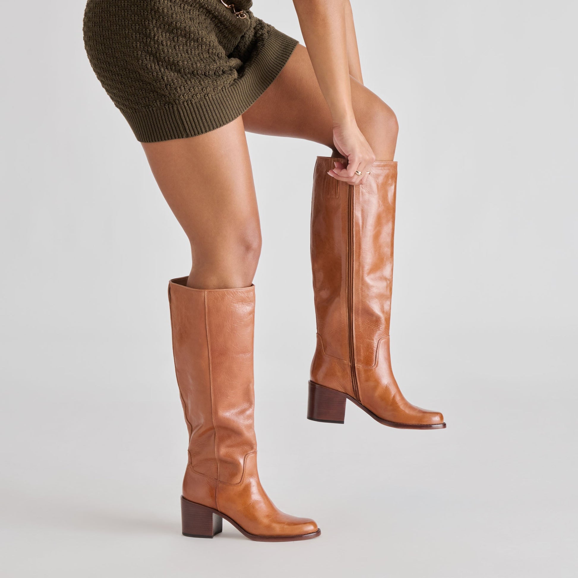 Lucyle Tan Leather Boots Dolce Vita