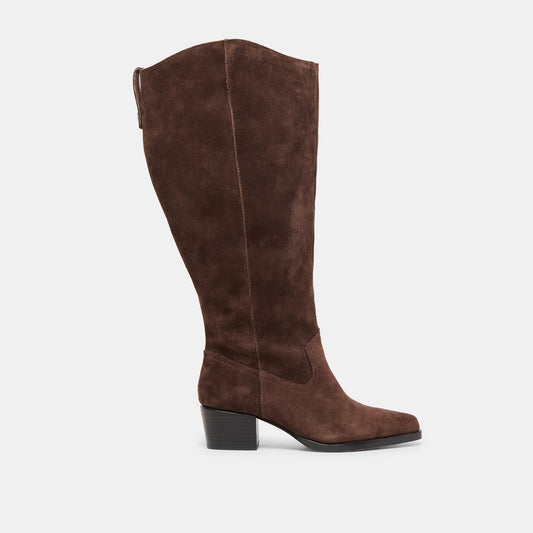Virona H2O Waterproof Dk Brown Suede Extra Wide Calf Boots Dolce Vita