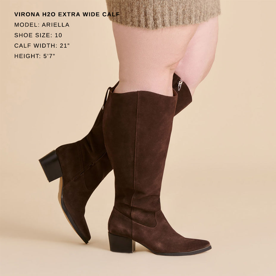 Virona H2O Waterproof Dk Brown Suede Extra Wide Calf Boots Dolce Vita