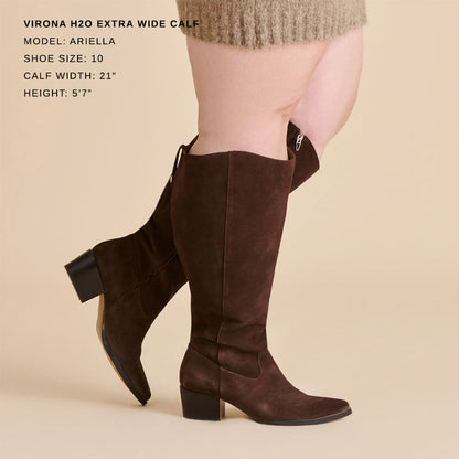 Virona H2O Waterproof Dk Brown Suede Extra Wide Calf Boots Dolce Vita