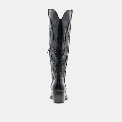 Mirla Black Leather Extra Wide Calf Boots Dolce Vita
