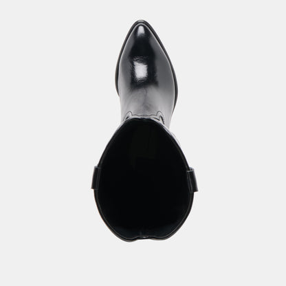 Mirla Black Leather Extra Wide Calf Boots Dolce Vita