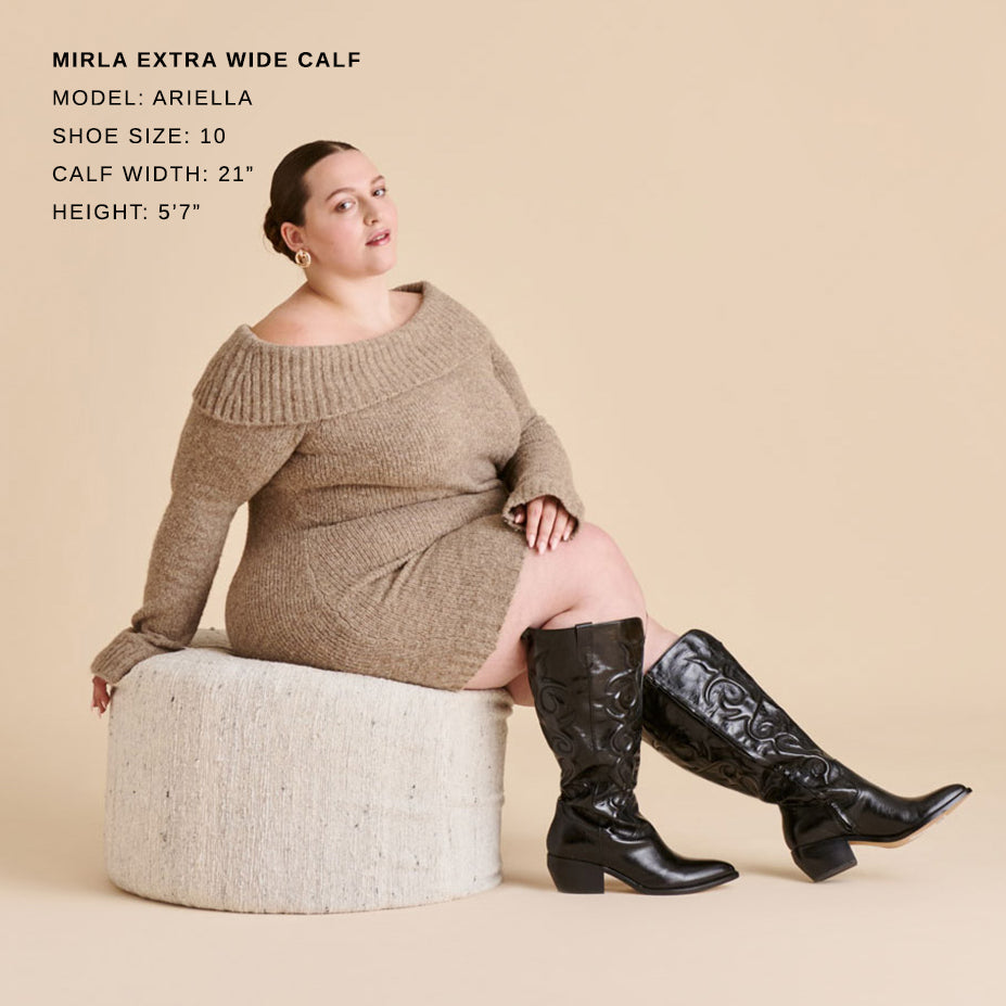 Mirla Black Leather Extra Wide Calf Boots Dolce Vita