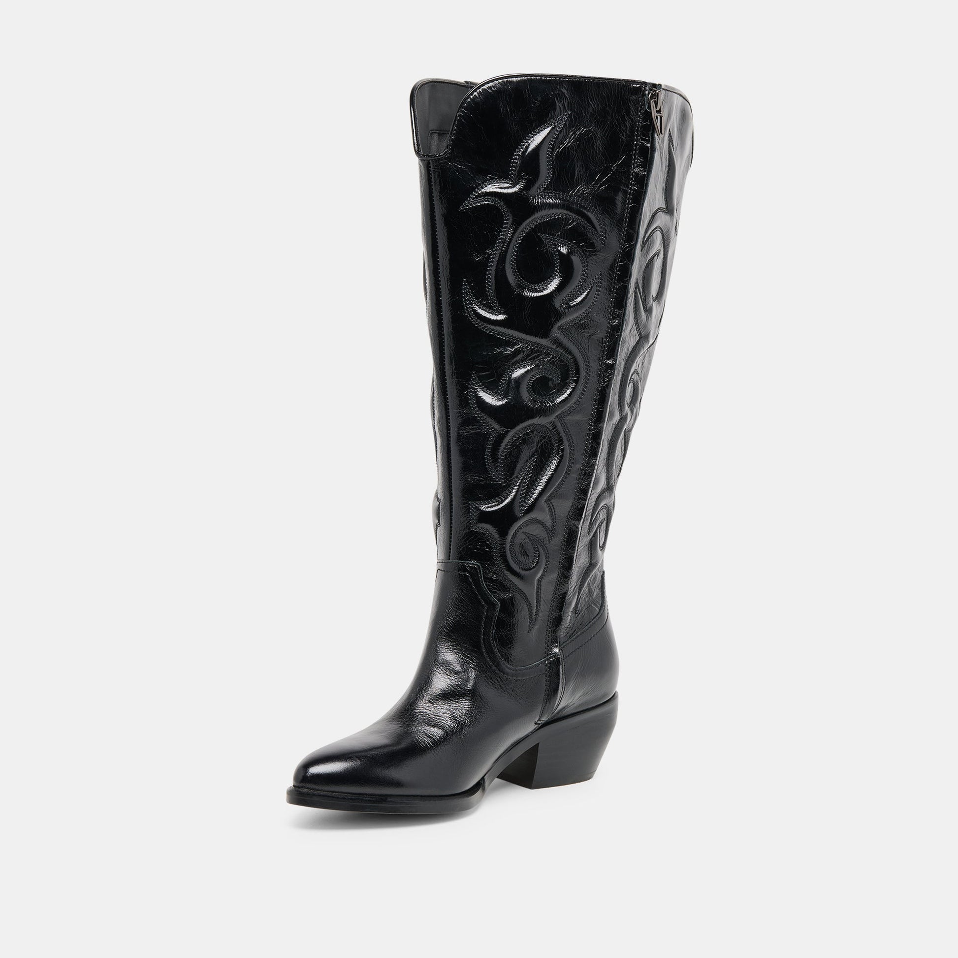Mirla Black Leather Extra Wide Calf Boots Dolce Vita