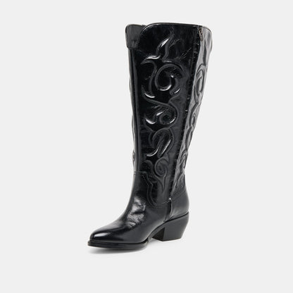 Mirla Black Leather Extra Wide Calf Boots Dolce Vita