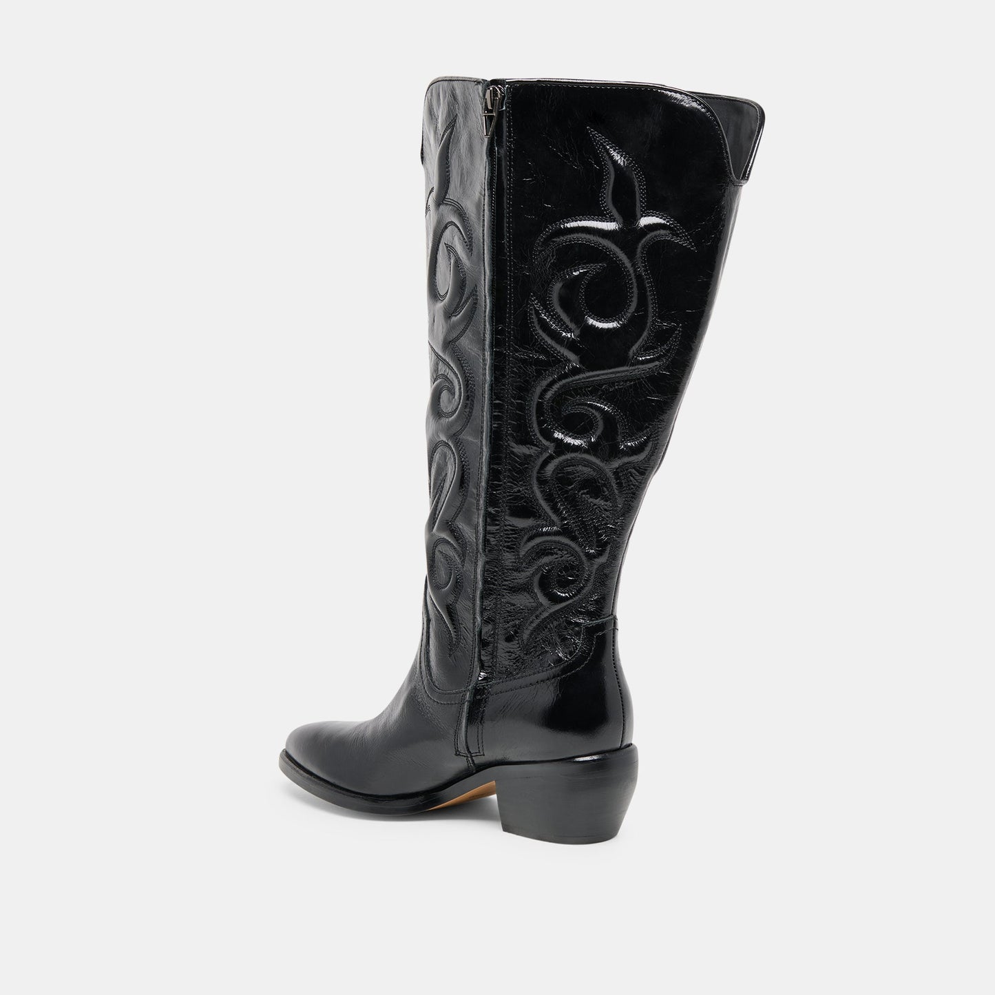 Mirla Black Leather Extra Wide Calf Boots Dolce Vita
