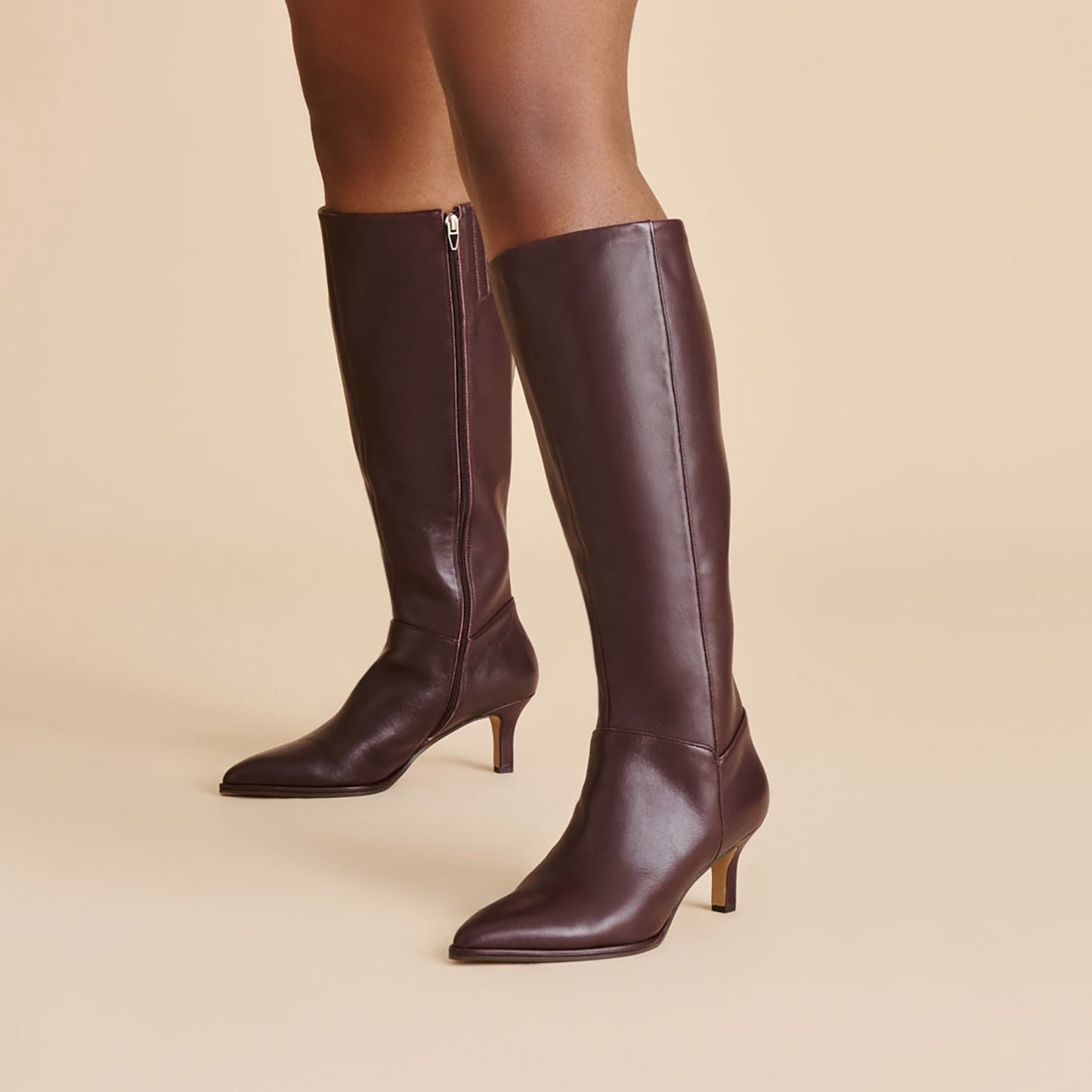 Aldy Mulberry Leather Wide Calf Boots Dolce Vita