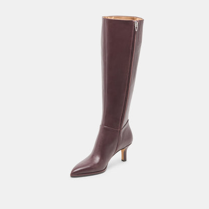 Aldy Mulberry Leather Wide Calf Boots Dolce Vita