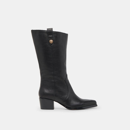Vern Black Leather Wide Calf Boots Dolce Vita