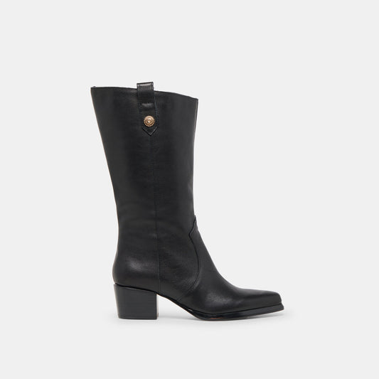 Vern Black Leather Wide Calf Boots Dolce Vita