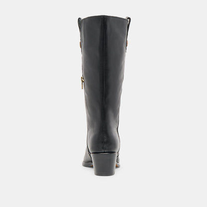 Vern Black Leather Wide Calf Boots Dolce Vita