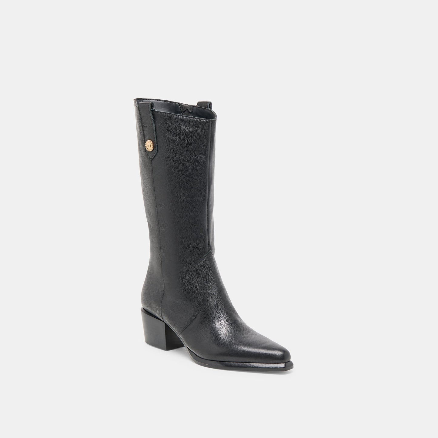 Vern Black Leather Wide Calf Boots Dolce Vita