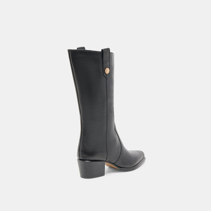 Vern Black Leather Wide Calf Boots Dolce Vita