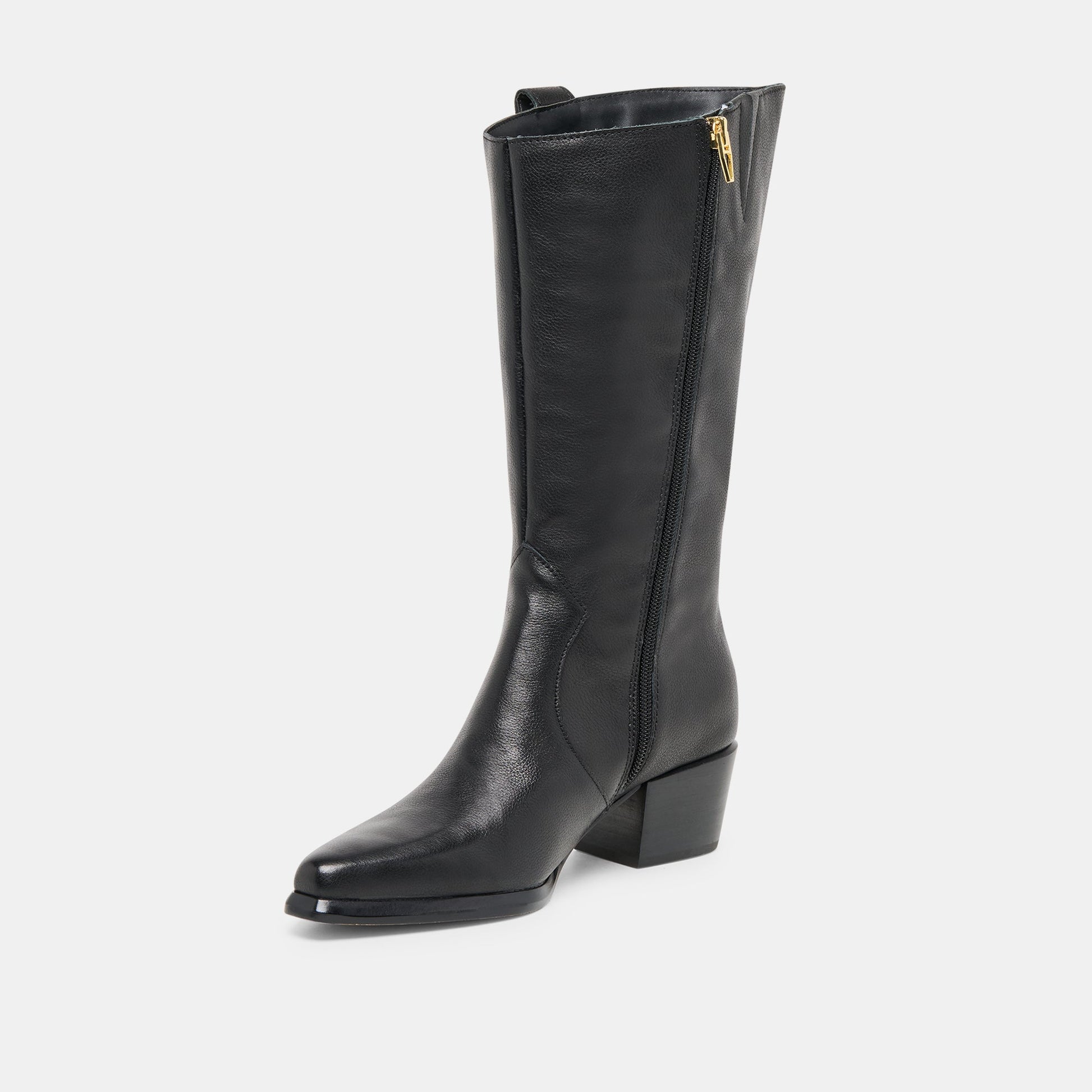 Vern Black Leather Wide Calf Boots Dolce Vita