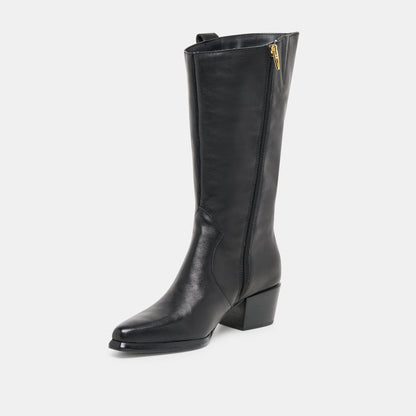 Vern Black Leather Wide Calf Boots Dolce Vita