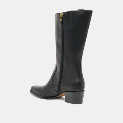 Vern Black Leather Wide Calf Boots Dolce Vita