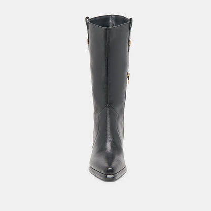 Vern Black Leather Wide Calf Boots Dolce Vita