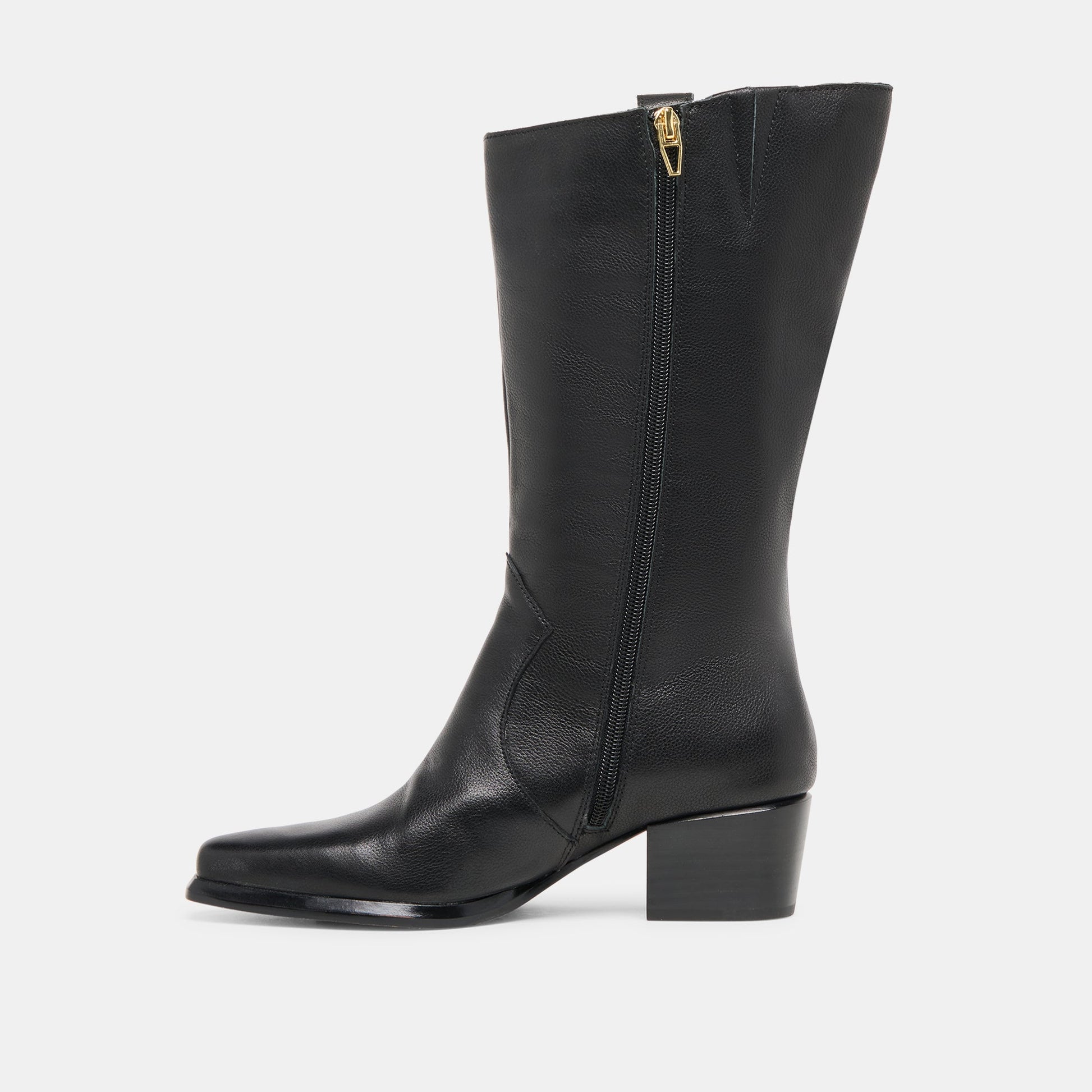 Vern Black Leather Wide Calf Boots Dolce Vita
