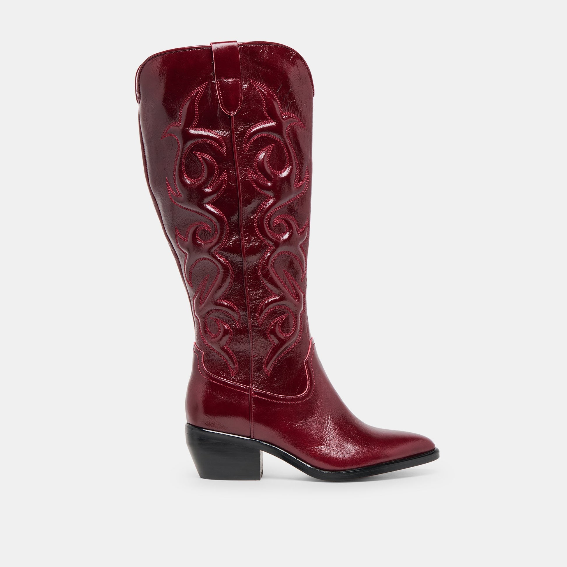 Mirla Oxblood Leather Wide Calf Boots Dolce Vita