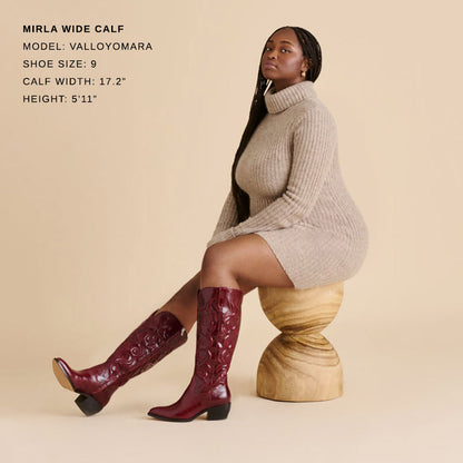 Mirla Oxblood Leather Wide Calf Boots Dolce Vita