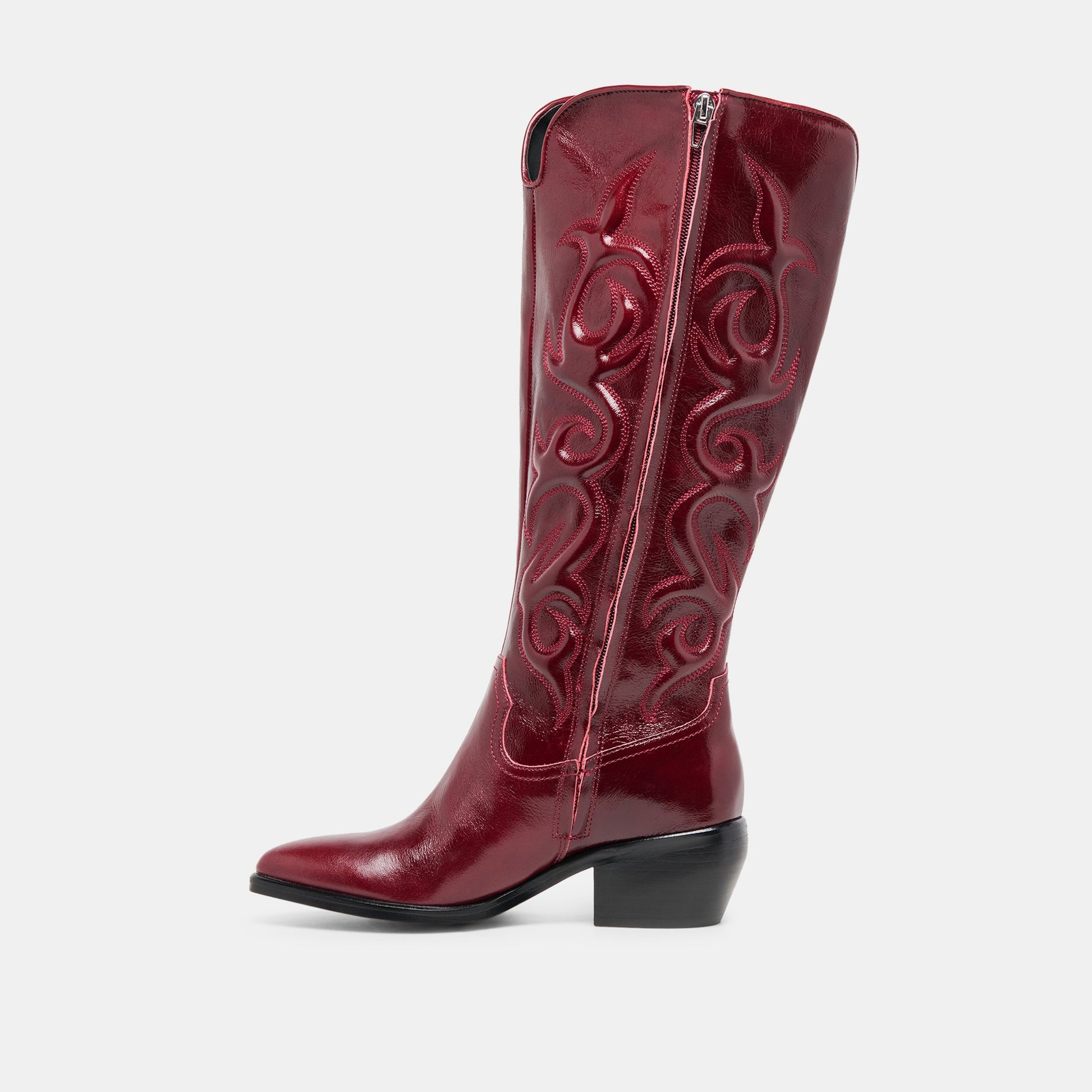 Mirla Oxblood Leather Wide Calf Boots Dolce Vita