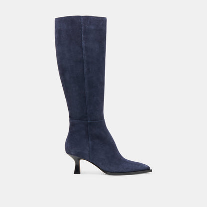Auggie Navy Suede Wide Calf Boots Dolce Vita