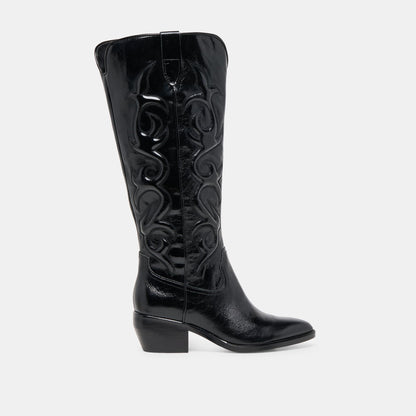 Mirla Black Leather Wide Calf Boots Dolce Vita
