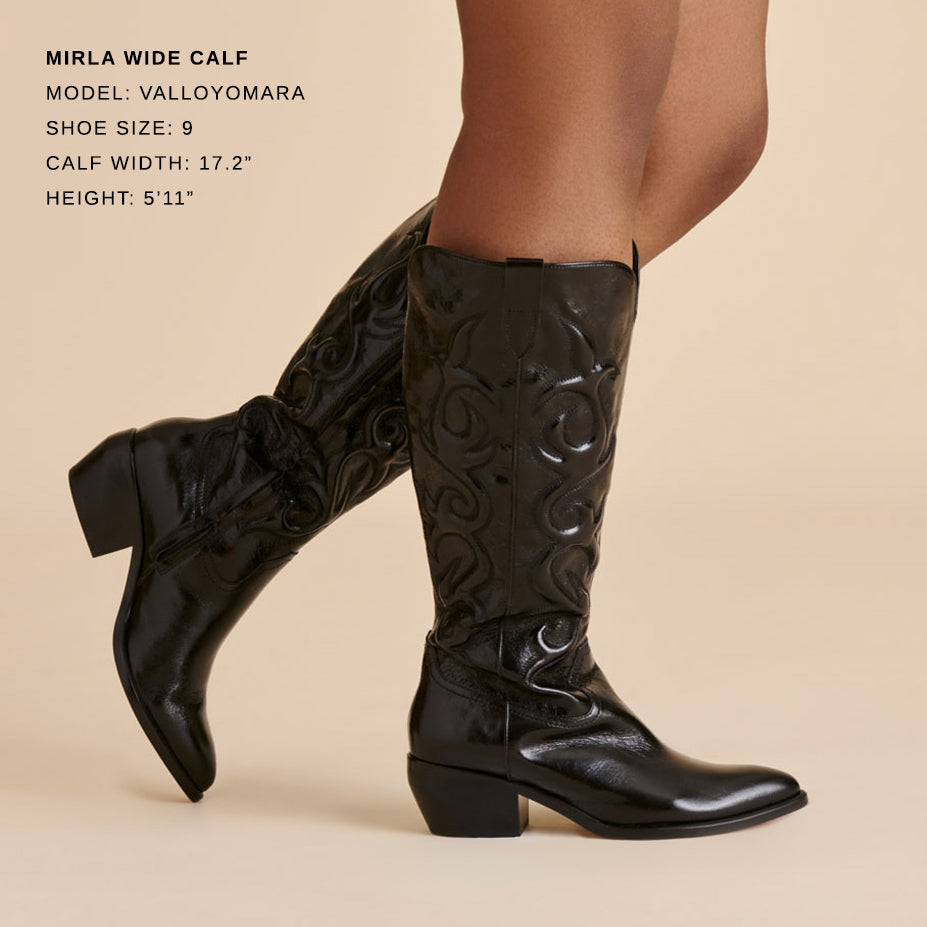 Mirla Black Leather Wide Calf Boots Dolce Vita