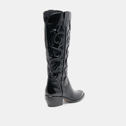 Mirla Black Leather Wide Calf Boots Dolce Vita