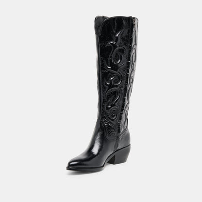 Mirla Black Leather Wide Calf Boots Dolce Vita