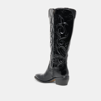 Mirla Black Leather Wide Calf Boots Dolce Vita