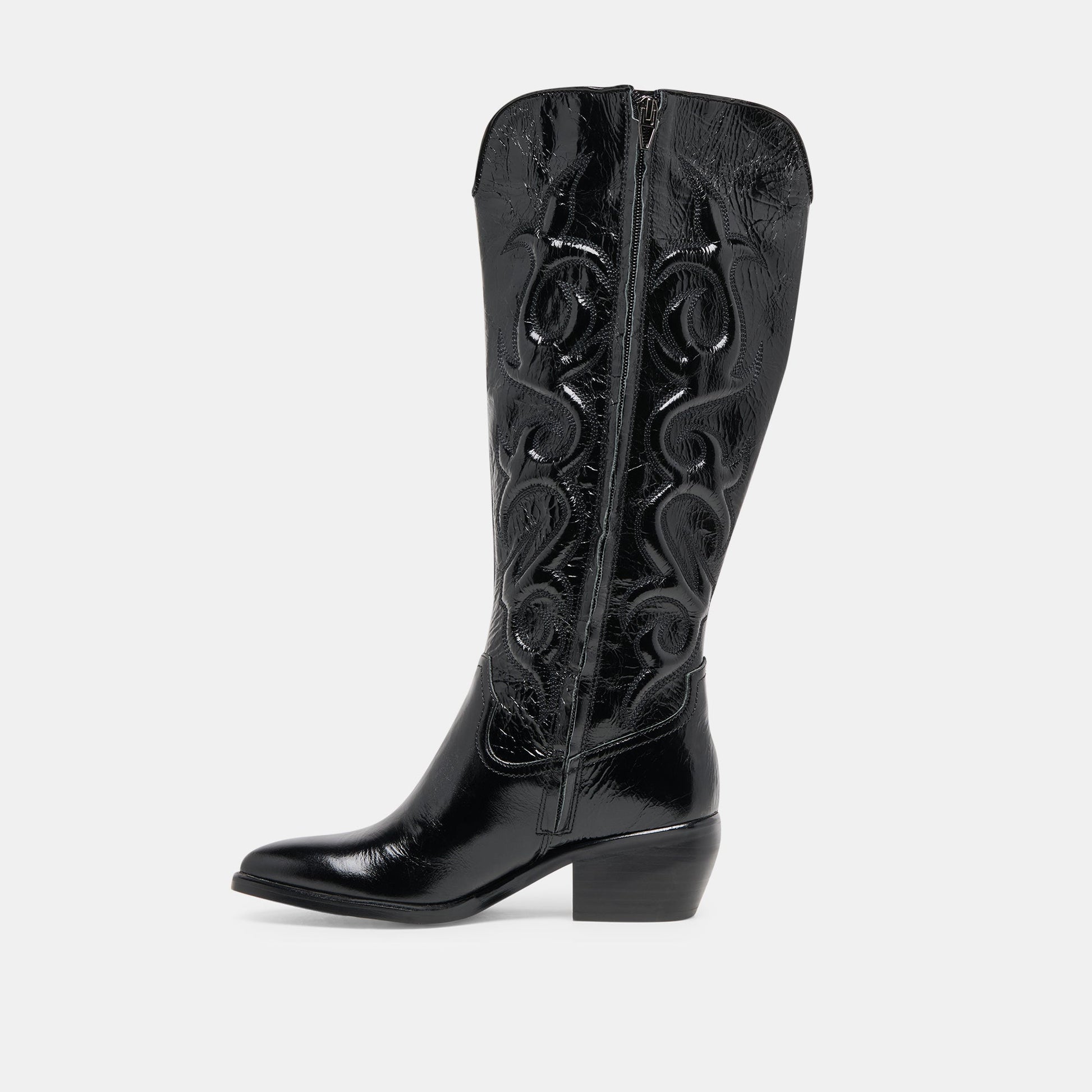 Mirla Black Leather Wide Calf Boots Dolce Vita