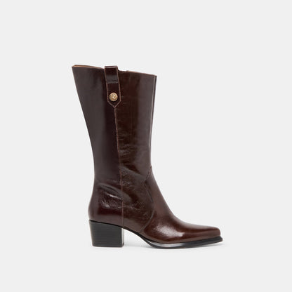Vern Chocolate Leather Wide Calf Boots Dolce Vita