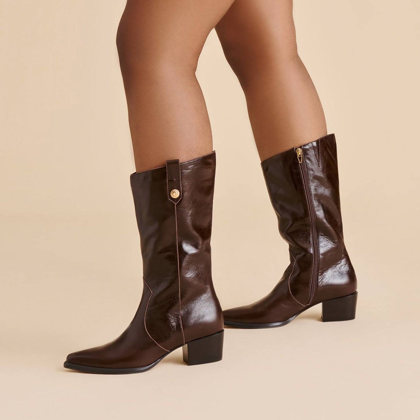 Vern Chocolate Leather Wide Calf Boots Dolce Vita