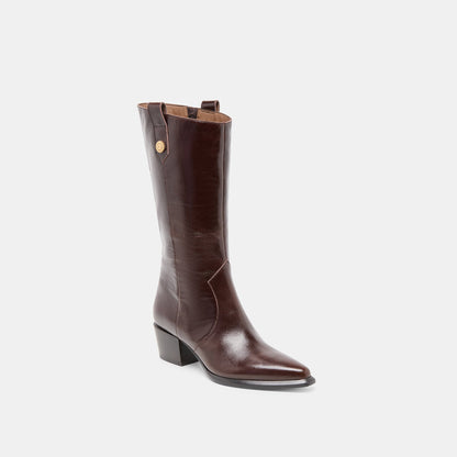 Vern Chocolate Leather Wide Calf Boots Dolce Vita