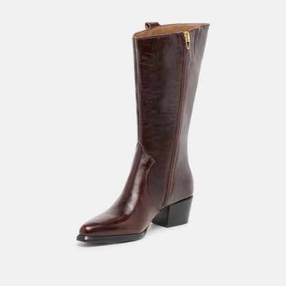 Vern Chocolate Leather Wide Calf Boots Dolce Vita
