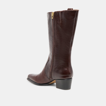 Vern Chocolate Leather Wide Calf Boots Dolce Vita