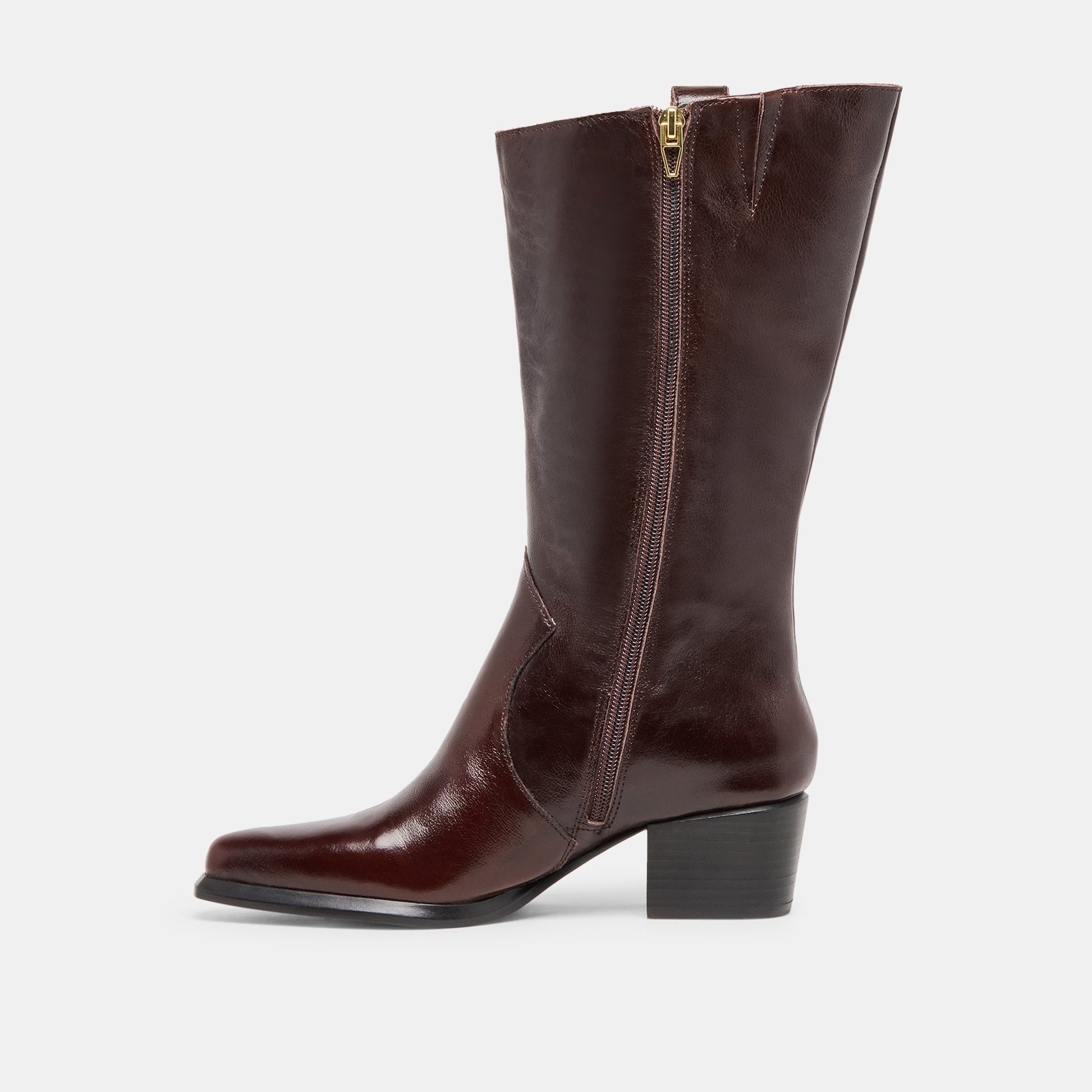 Vern Chocolate Leather Wide Calf Boots Dolce Vita