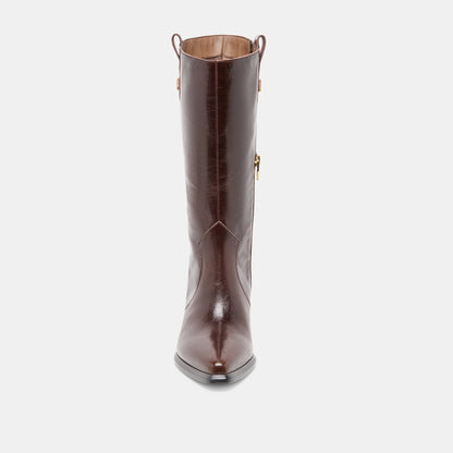 Vern Chocolate Leather Wide Calf Boots Dolce Vita