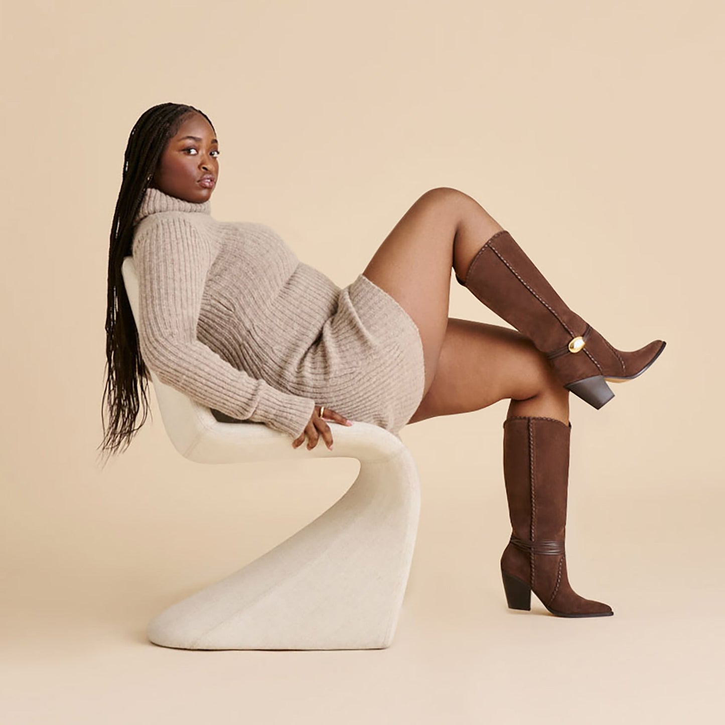 Jody Dk Brown Suede Wide Calf Boots Dolce Vita