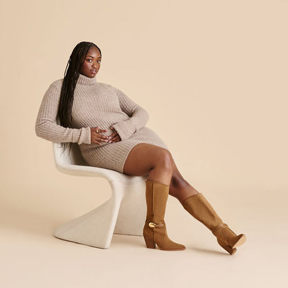 Jody Lt Brown Suede Wide Calf Boots Dolce Vita