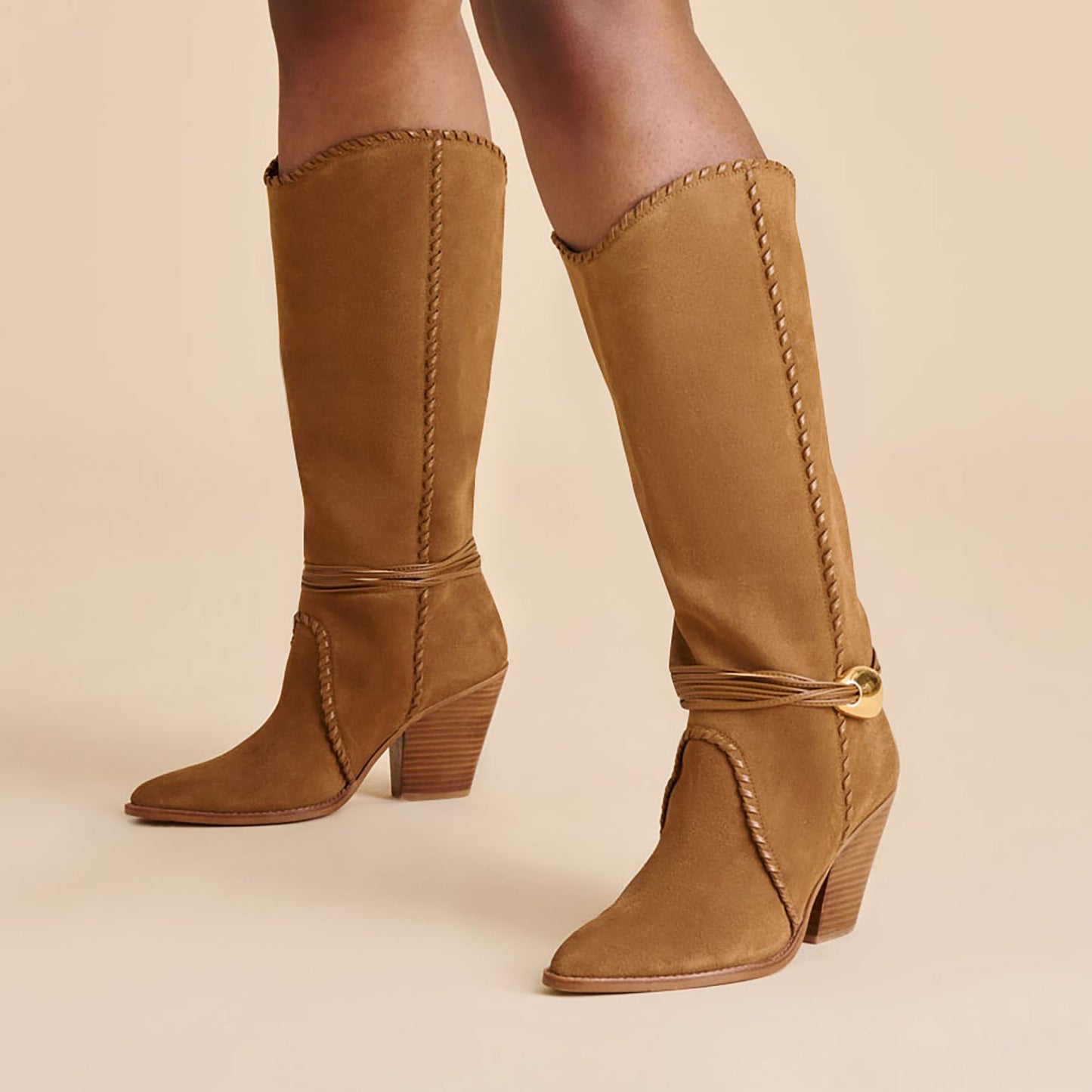 Jody Lt Brown Suede Wide Calf Boots Dolce Vita